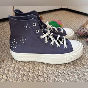 Converse Chuck Taylor size 8 purple platform lift high top sneakers pearl pearls